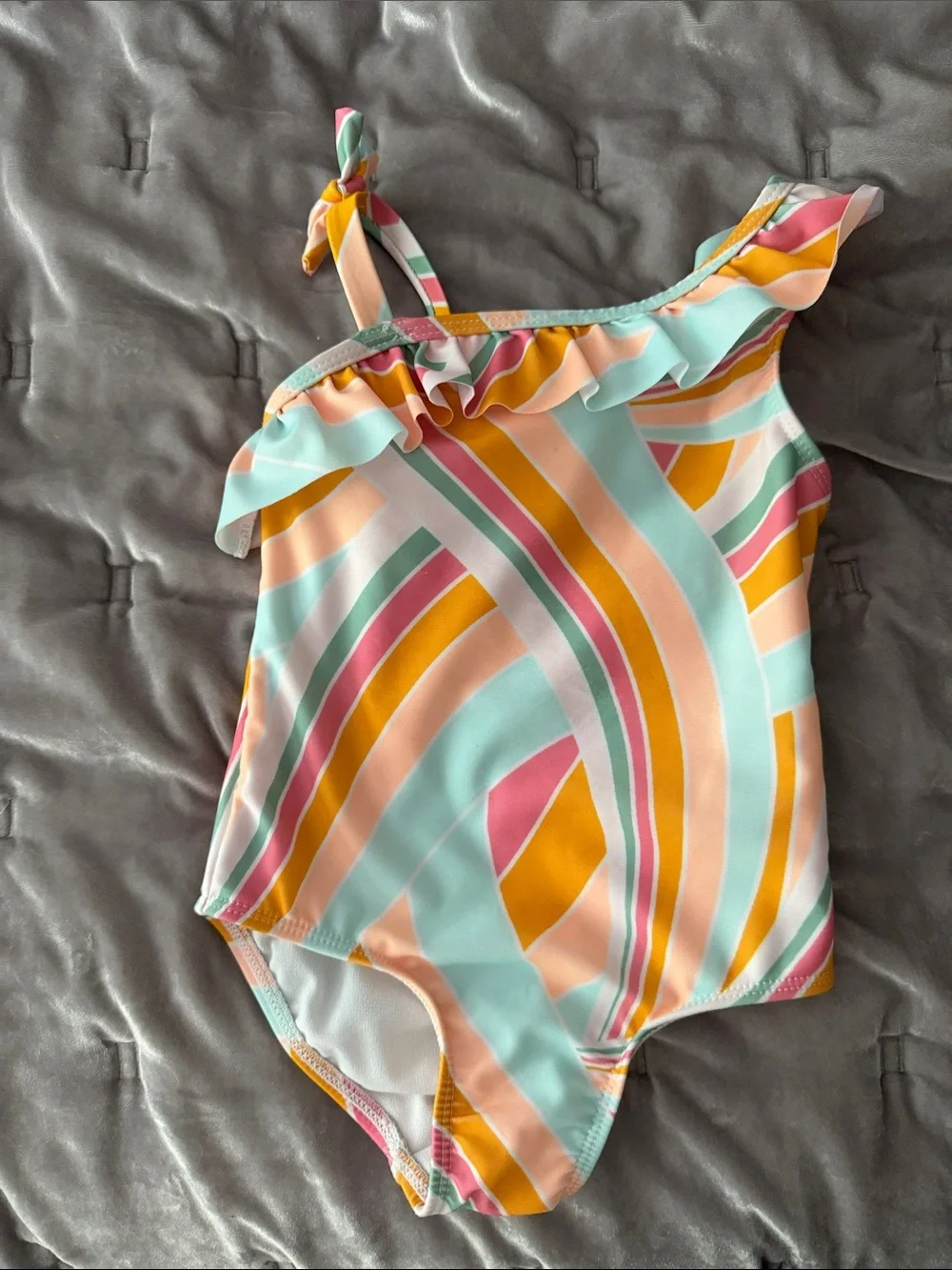 wonder nation Kids One-Piece Swimsuit in Mint, Pink, Peach & Mustard